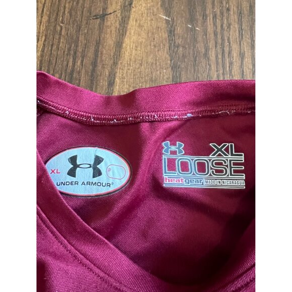 Under Armour Heat Gear Loose Short Sleeve Red Activewear T-Shirt Men's XL - Picture 4 of 7